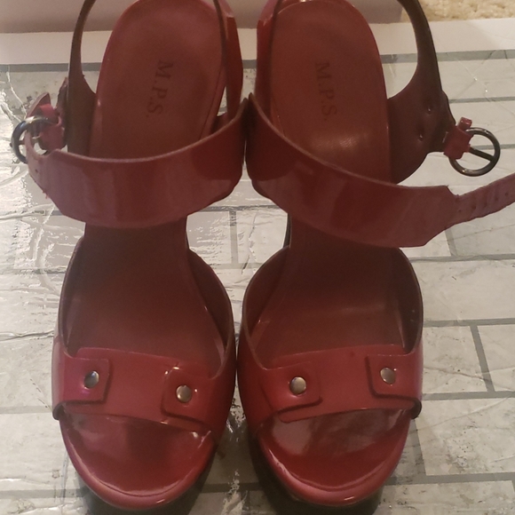 M.P.S Cranberry Red Stiletto Heels - Picture 2 of 7